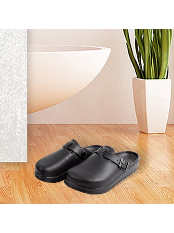 Solid Women Nursing Shoes, Slippers Sanitary Waterproof Platform Non Slip Breathable Clogs, for garden and home Beach Hotel Doctor , 39, Black