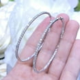 thumbnail image 1 of Solid Women's Huggie & Hoop Earrings 2CT White Diamond 14K White Gold Plated Lab Created, 1 of 3