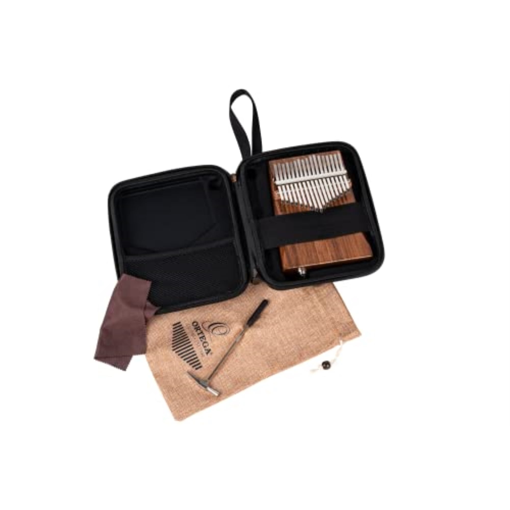 Solid Wood 17 Key Kalimba - C Major - Top Soundhole - Built-In Passive Pickup - withCover Bag, Tuning Hammer, Polish Cloth & Deluxe Case