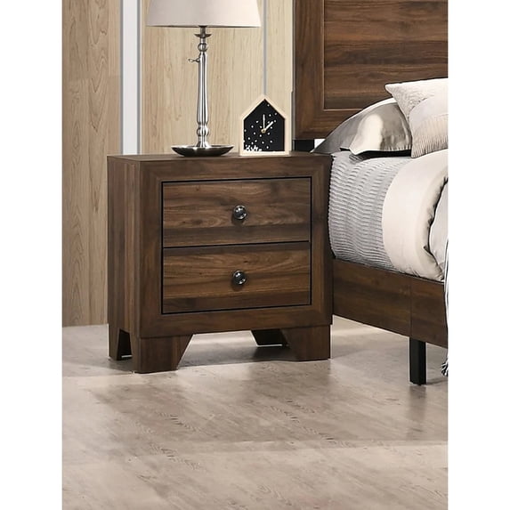 Solid Wood 2-Drawer Nightstand with Rustic Finish / Store Bedside Necessities