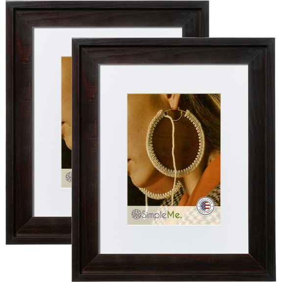 Solid Wood 3.5x5 Picture Frame with Mat or 4x6 without Mat 2 Pack - Rustic Natural Wooden Photo Frames with Glass, Wall or Tabletop - Brown
