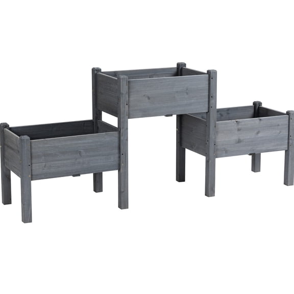 Solid Wood 3-Box Plant Stand / Protect Plants from Weeds