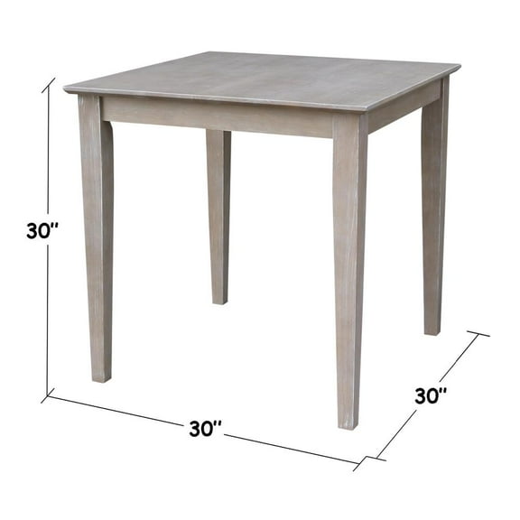 Solid Wood 30" x 30" Dining Table in Washed Gray Taupe