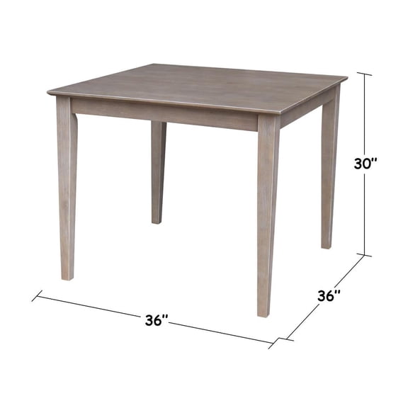 Solid Wood 36" x 36" Dining Table in Washed Gray Taupe