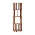 thumbnail image 1 of Solid Wood 4-Tier Revolving Bookshelf on Wheels, 360 Spin, Walnut, 1 of 17
