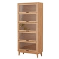 thumbnail image 1 of Solid Wood 5-Shelf Bookcase with Flip-Up Doors, Tall Bookshelf Storage Organizer with Tempered Glass, Barrister Bookcases, Display Shelf for Home & Office, Living Room, Bedroom, Natural, 1 of 8
