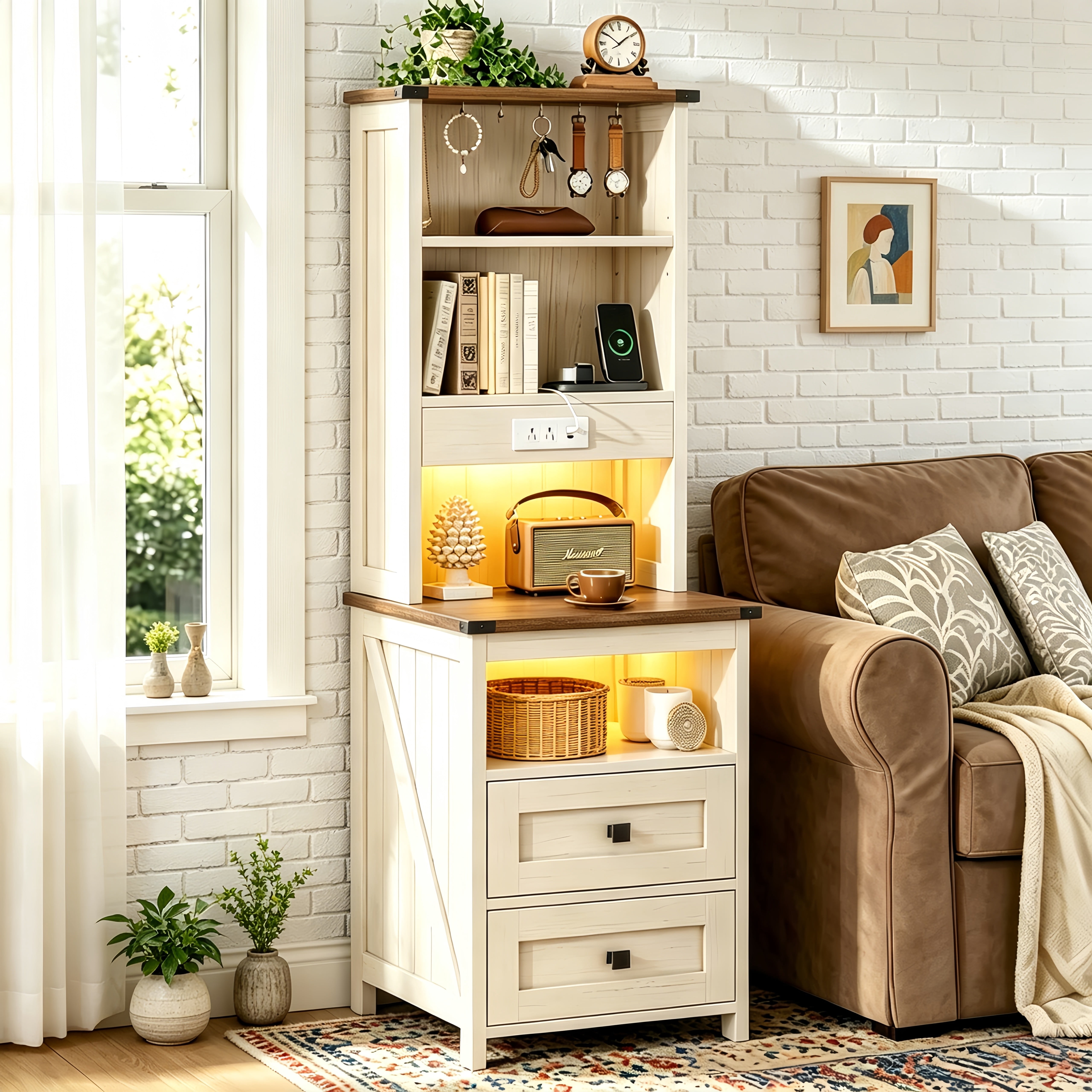 SereneLounge Extral 51.6'' Tall Nightstand with Charging Station and ...