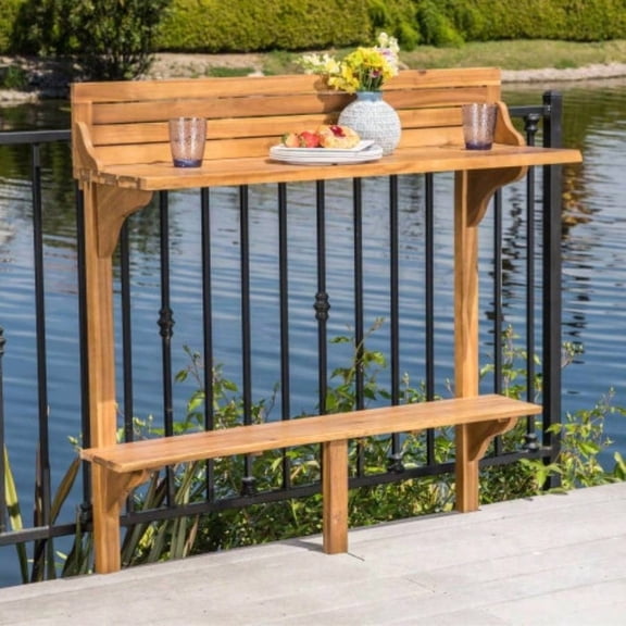Solid Wood Balcony Bar Table, Outdoor & Indoor Small High Top Table for Patio Apartment Leisure Use