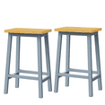 thumbnail image 1 of 25.6" Grey-Blue Bar Stools Set of 2 - Solid Wood & Mdf Counter Height Stools with Footrests, 220 Lb Capacity Five, 1 of 6