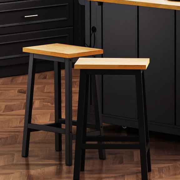 Solid Wood Bar Stools with Tilted A-shaped Legs / Stable and Durable Construction