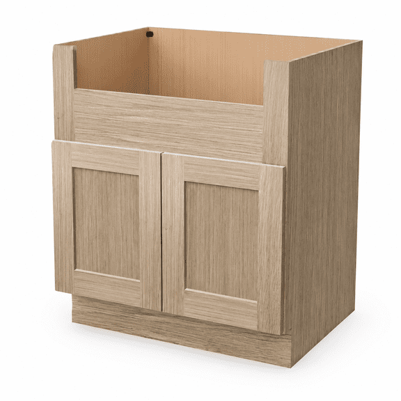 Solid Wood Bathroom Vanity Sink Base Cabinet Shaker Style RTA Single Sink Cabinet with 2 Left Drawers, Double Doors & Soft Close Hardware for Bathroom Remodel (Cotton Oak, 33" W* 34.5" H* 24" D