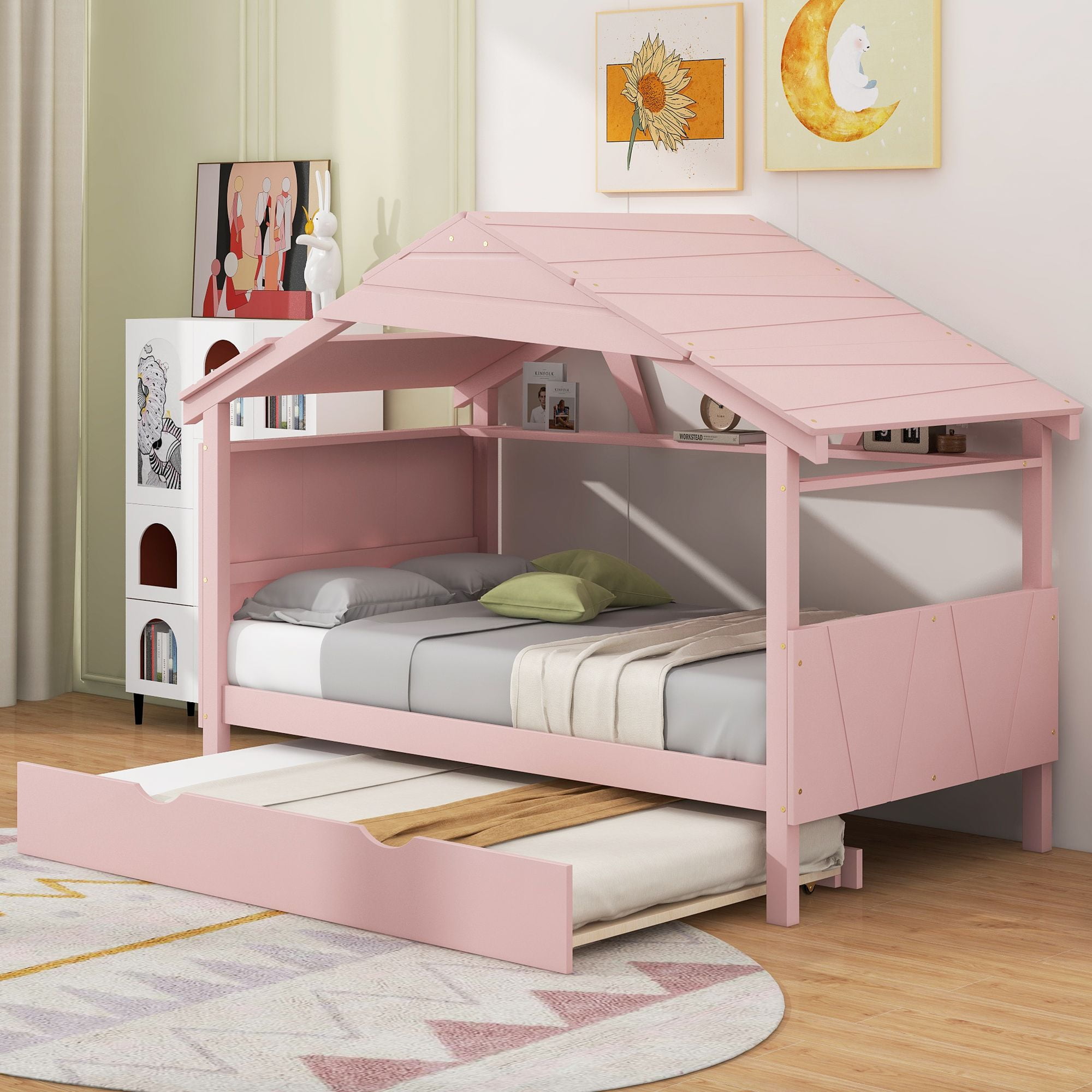 Twin House Bed With Trundle