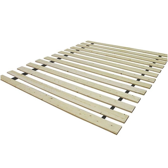 Solid Wood Bed Slats for Full Size Beds, Fabric Strap Reinforced Base to Replace Box Spring, Unfinished Natural Finish