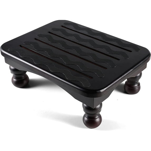 Solid Wood Bed Step Stool Super Large/Bedside Steps for High Beds/Solid Wood Super Sturdy Hold Up to 500 LBS (Dark Brown)