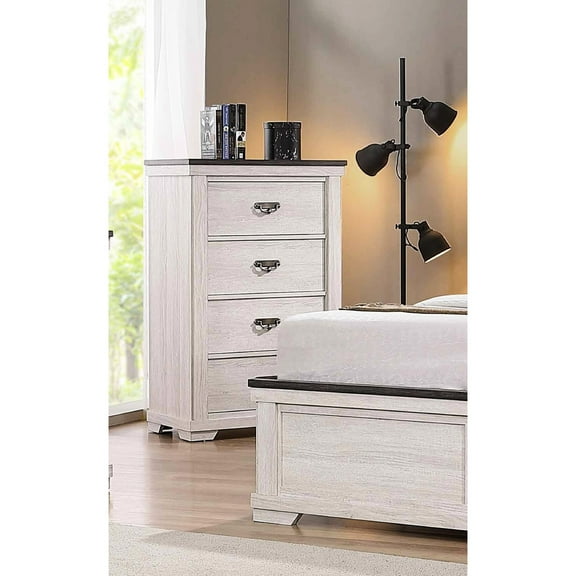 Solid Wood Bedroom Chest With Four Drawers In Beige Rustic Style Contemporary Furniture, Drawer