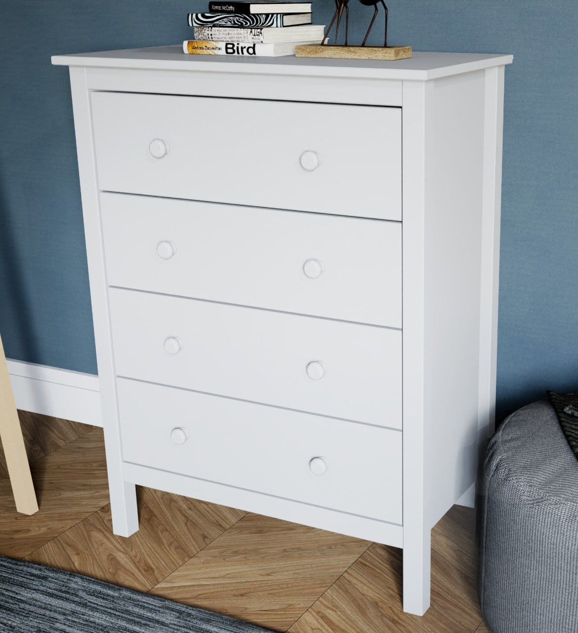 Chest 4 Drawer 30" Solid Wood White by From the Tree Furniture