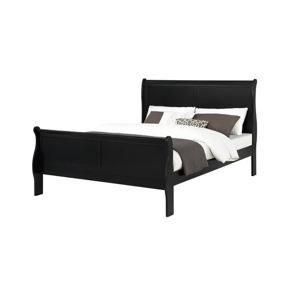 Solid Wood Bedroom Furniture: Queen Size Bed In Black With Drawer Bottoms And Metal Glides Bed: For A Stylish Decoration