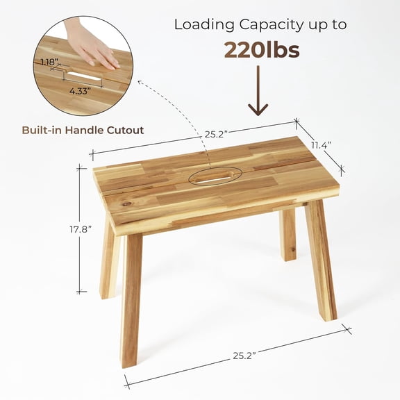 Solid Wood Bench for Entryway, Make Up Bench, Bed Bench, Dining, Plant Stand - Wooden Bench Indoor (26 inches)