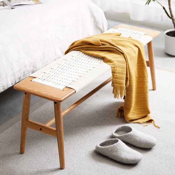 Solid Wood Bench with Cane Seat / Aesthetic and Functional Seating for Dining Rooms