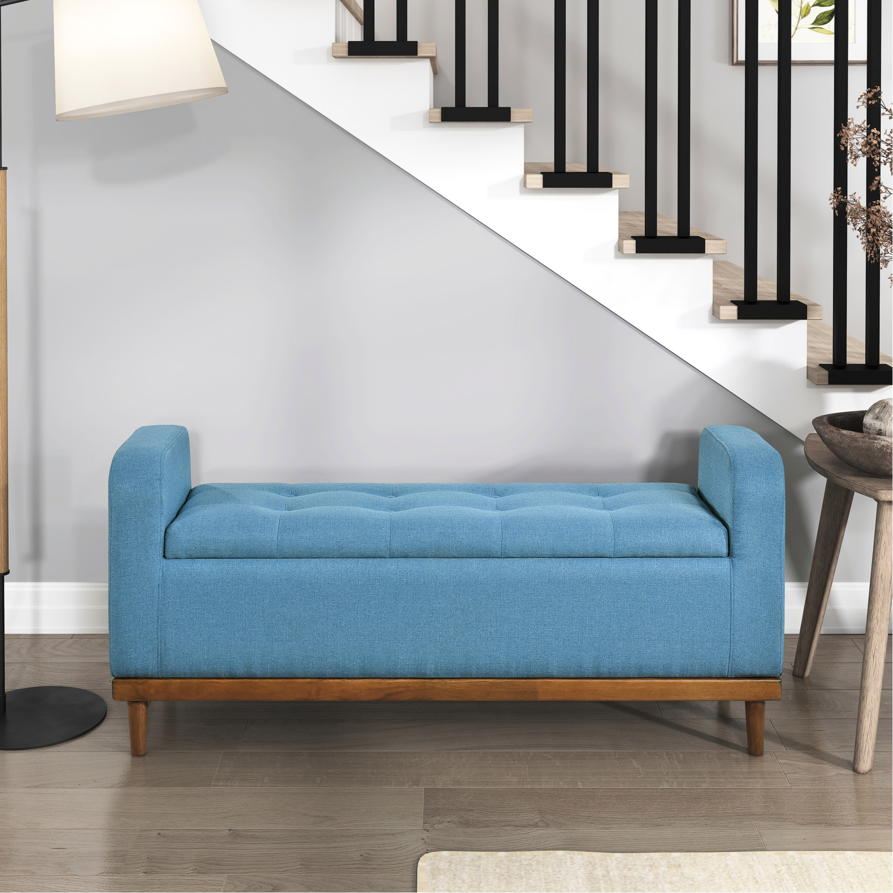 Button Down Bench Solid Wood Bench with Lift Top+Button Tufting”-“Bedroom Decor+Unique ...