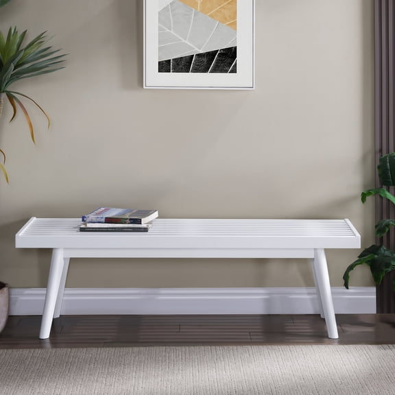 Solid Wood Bench with White Finish - Bring Modernity to Entryway, Long - lasting