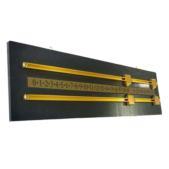 Solid Wood Billiards Scoreboard 2 Track Manual Scorer For Pool Table Game, Classical Black Wooden Board 17.7x5.9 Inch(Black)