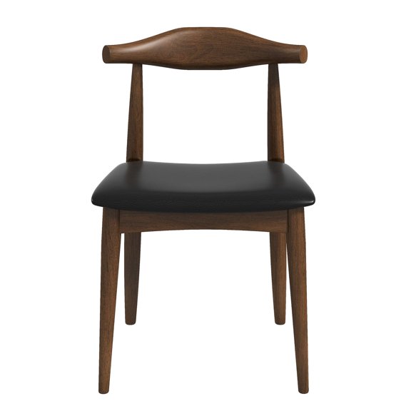 Dark Brown Wood Tone & Black PU - Back Supportive Foam Cushion - Dining Room - Hassle - Free Setup