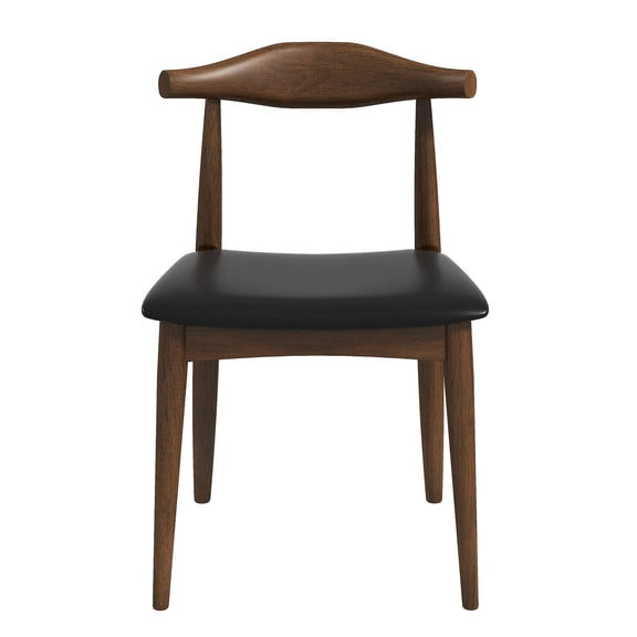 Solid Wood & Black PU Finish - Open Back with Back Support - Dining Room - Fast Assembly