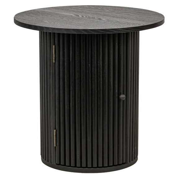 Solid Wood Black Side Table with Storage Modern Design Style Living Room
