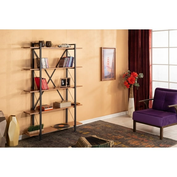 Solid Wood Bookcase 5 Shelves Modern Bookcase