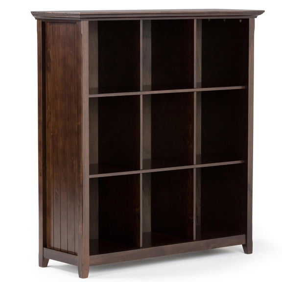 Solid Wood Bookcase 9-Shelf Transitional Style " 44" W x 15.75" D x 48" H " Dark Brown