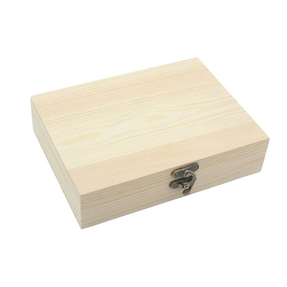 Solid Wood Box Keepsake Box Organizer Wooden Box with Hinged Lid Storage Box M
