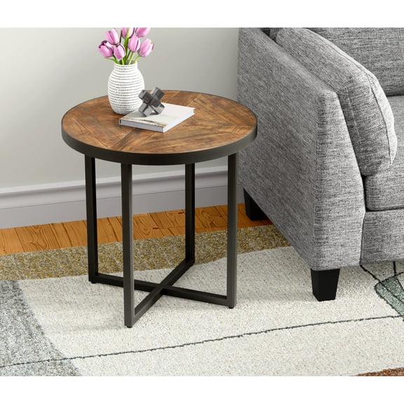 Solid Wood Brown Round End Table, 24" In All Sides, Easy To Assemble, Home Improvement Table - Construction, Measurements, Simple Setup