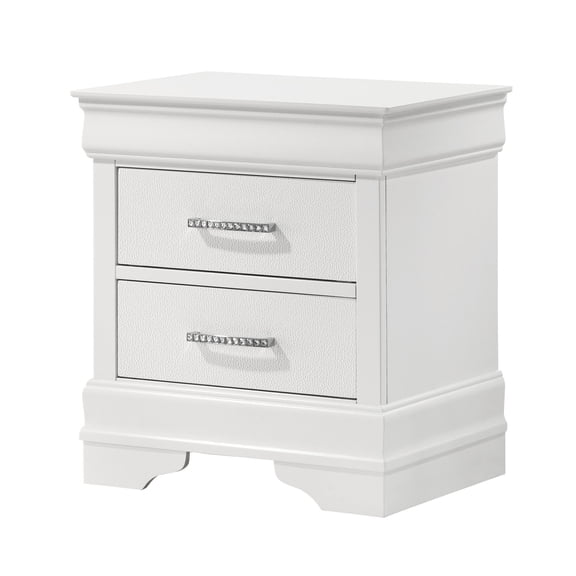 Solid Wood Build - Two Storage Drawers - Bedroom Setting - Crystal Tufted Finish Nightstand