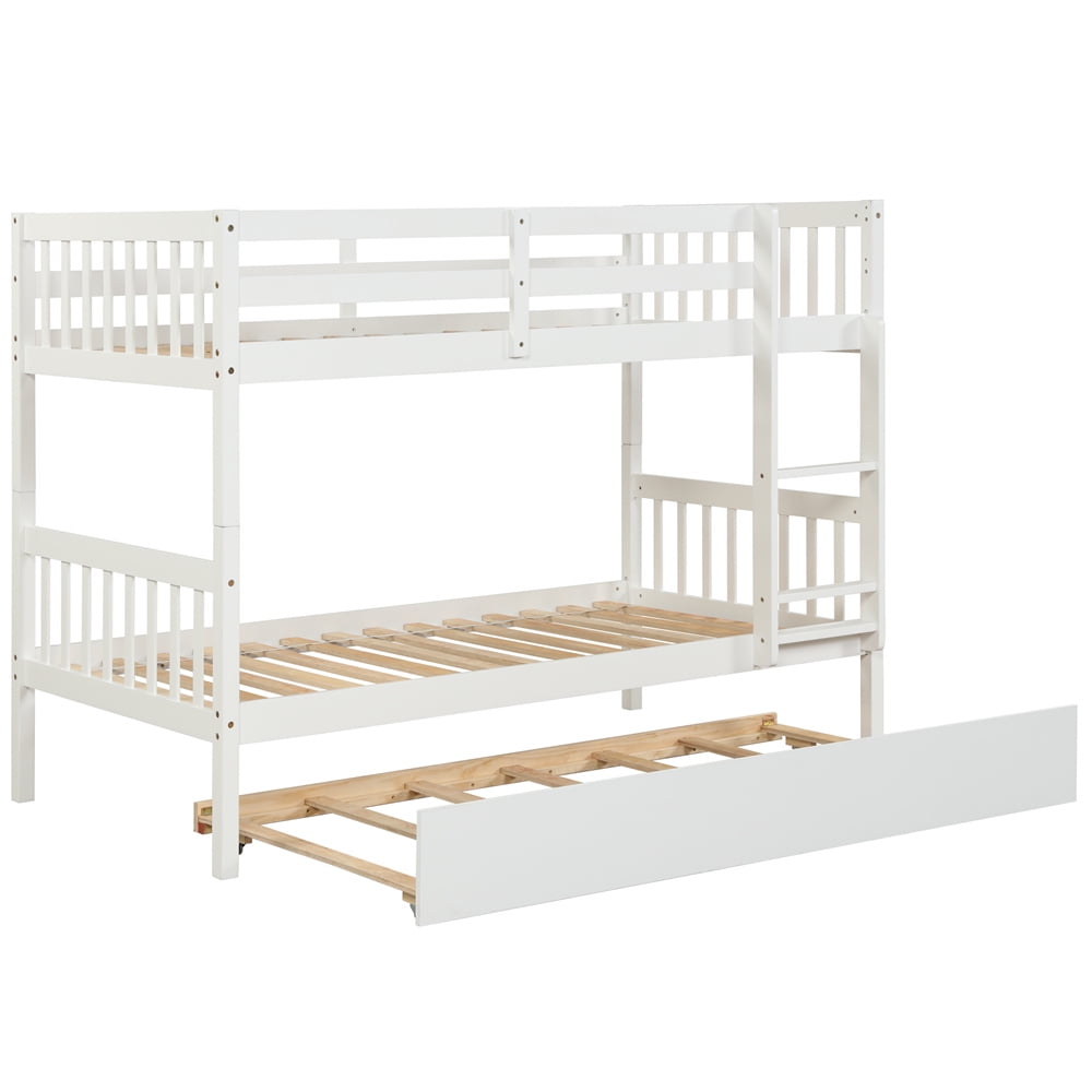 Solid Wood Bunk Beds for Kids, SEGMART White Twin over Twin Bunk Bed