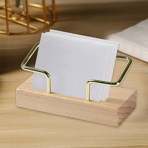 Solid Wood Business Card Holder, Wood and Metal Material, Compact Design, Organizes Cards Efficiently, Suitable for Office Home Study, Sturdy Durable with Exquisite Workmanship