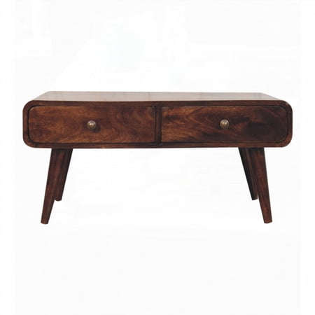 Solid Wood California Walnut Sonata Coffee Table - Stylish with 2 Drawers and Nordic Legs