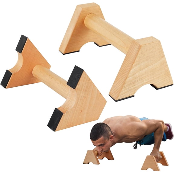Solid Wood Calisthenics Parallettes Bars Push up Handles 1 Pair, Strength Training Pushup Stands, Parallel Handstand Bars for Home Gym Workout Fitness$$Sport & Recreation Other