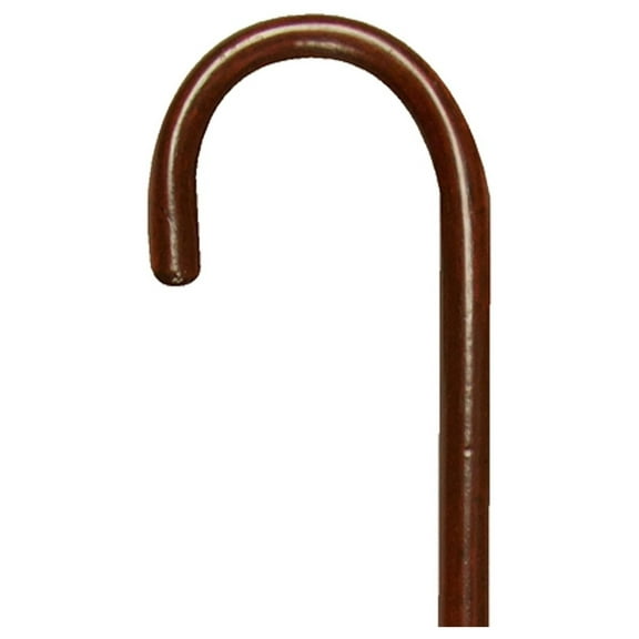 Solid Wood Cane, Round Handle, Crook Style, Walking Aid with Slip Resistant Rubber Grips, Mahogany