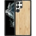 thumbnail image 1 of Solid Wood Case for Samsung Galaxy S22 Ultra, Luxurious Natural Wood Slim Case with Drop Tested Shockproof Bumper and Camera Lens Protection Cover for Samsung Galaxy S22 Ultra, MW Bamboo, 1 of 8
