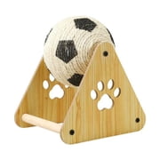 Solid Wood Cat Scratcher Ball - Natural Sisal Rope Interactive Toy for Cats Kittens Dogs Puppies