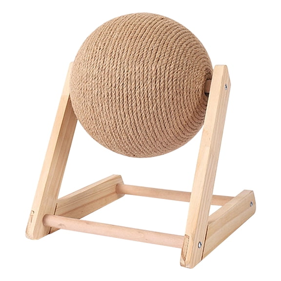 Solid Wood Cat Scratcher With Natural Sisal Surface, Wear Resistant Claw Grinding Interactive Toy, Stable Anti-Tip Scratching Accessory For Indoor Cats Nail Trimming And Furniture Protection-(S)
