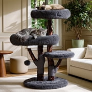 Sopapets 44H Cat Tree Tower Natural Wood With Scratching Posts&Real Branch Design, Heavy Duty Aesthetic Cat Tower for Large Cats, Gray