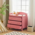 Solid Wood Changing Table with Three Drawers N/A Pink