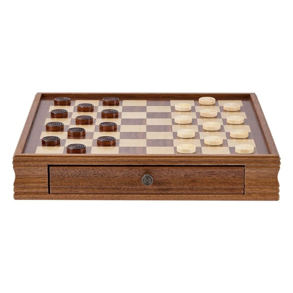 Solid Wood Chess Set 15 Inch, 2-in-1 Chess Checkers Game Set with Storage, Weighted Pieces & 2 Queens, for Adults Beginners Tournament