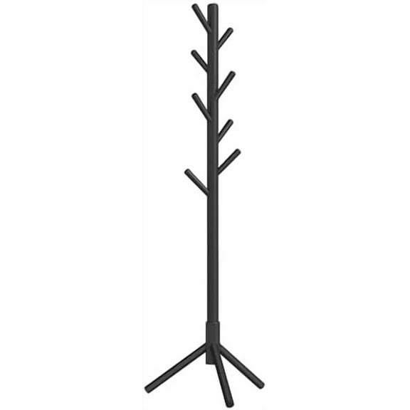 Solid Wood Coat Rack, Free Standing Tree-Shaped Coat Rack with 8 Hooks, 3 Height Options, for Clothes, Hats, Bags, Living Room, Bedroom, Home Office, Black URCR04BK