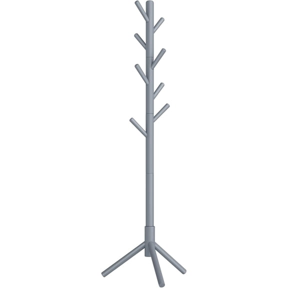 Solid Wood Coat Rack, Free Standing Tree-Shaped Coat Rack with 8 Hooks, 3 Height Options, for Clothes, Hats, Bags, Living Room, Bedroom, Home Office, Gray URCR04GY