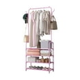 thumbnail image 1 of Solid Wood Coat Rack Freestanding Clothing Rack with Wheels Shelves Storage & Hooks Heavy Duty Clothes Rack Wood Coat Tree Stand Hat Hanger Rack for Corner Bedroom Entryway Living Room Hotel, 1 of 6