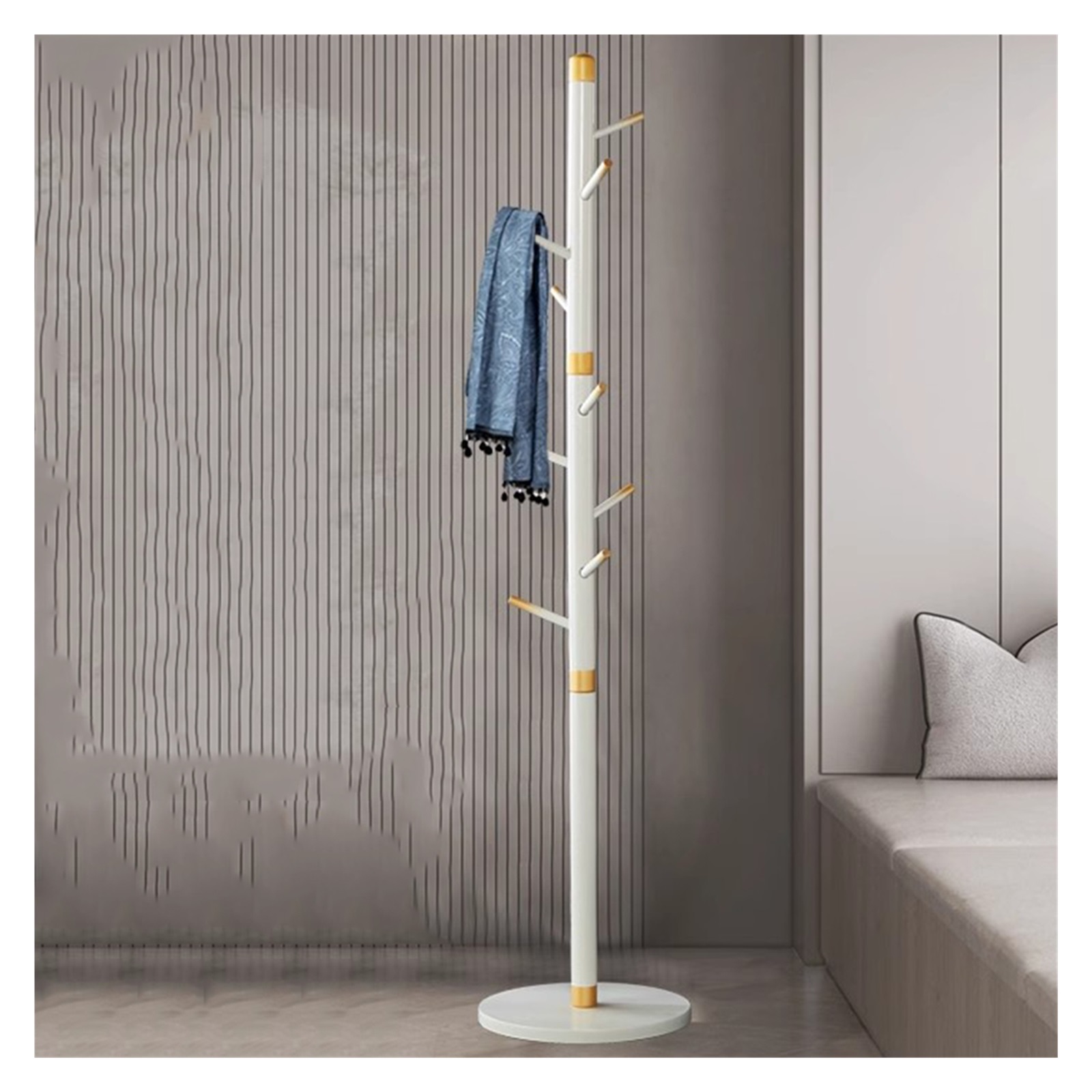 Statement Coat Rack Solid Wood Coat Rack Freestanding Coat Tree with 8 Hooks,Standing Coat ...