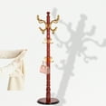 thumbnail image 1 of Solid Wood Coat Rack, Heavy Duty Freestanding Coat Tree with 14 Hooks for Coats, Handbags, 3 Adjustable Height Coat Hanger for Bedroom, Entryway, Livingroom, 1 of 8